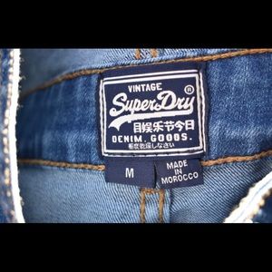 SuperDry denim overall shorts